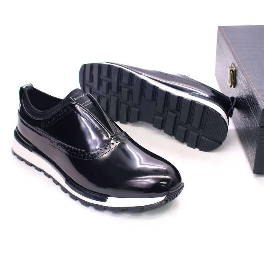 Men's Premium Glossy Leather Sneakers - Wedding & Special Occasions