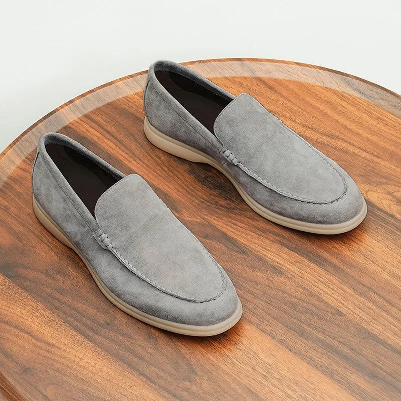 Men's British Style Leather Loafers - Business Casual Slip-On Boat Shoes