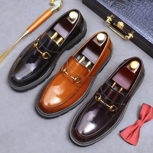 Men's British Business Casual Shoes - Wedding & Formal Bright Leather