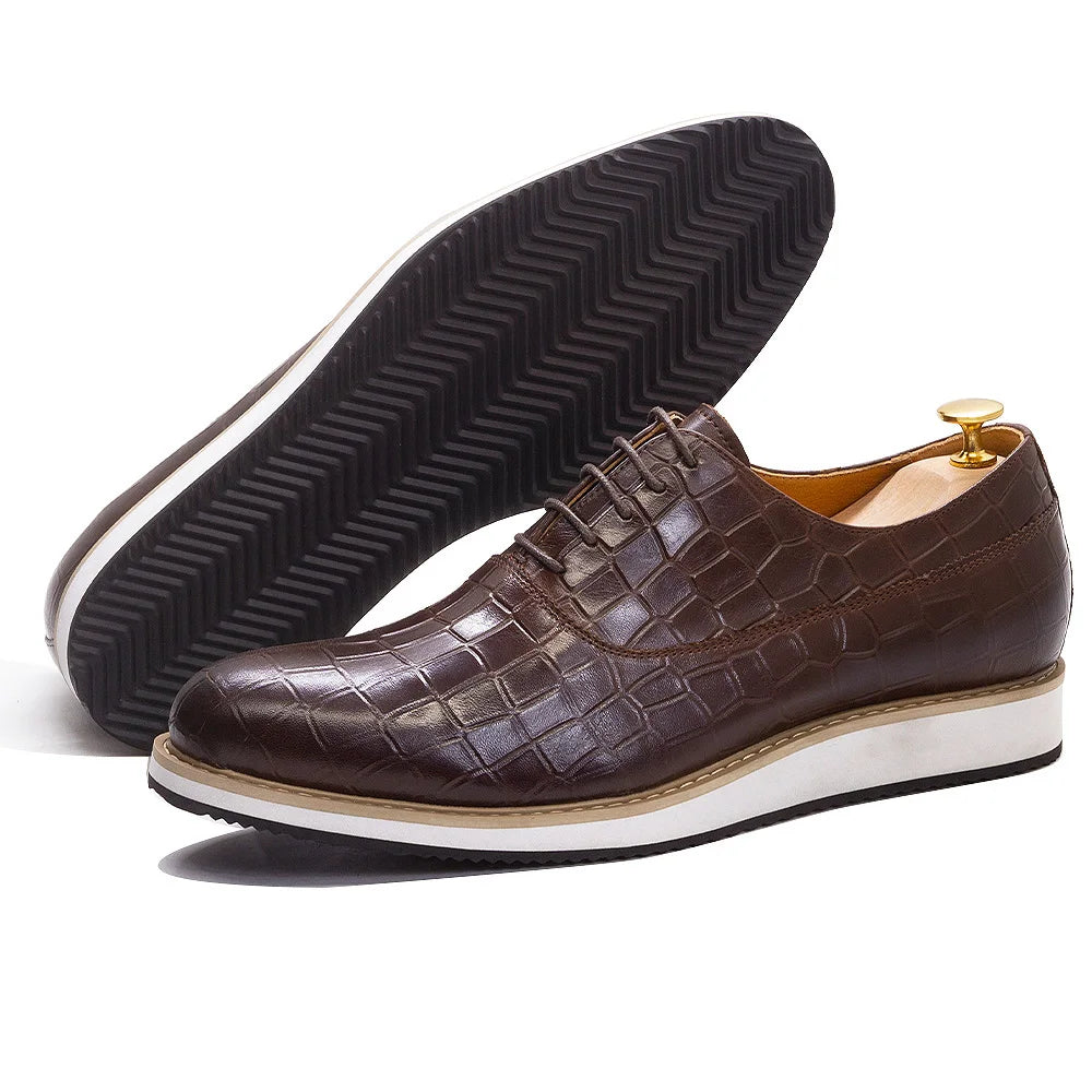 Men's Premium Snake Pattern Leather Shoes - Banquet & Special Occasions