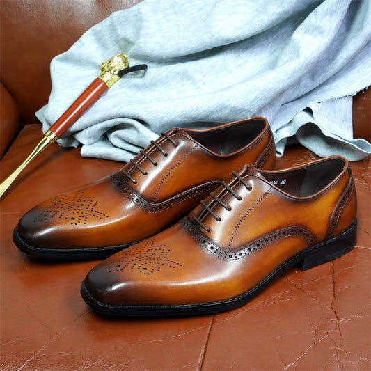 Men's Italian Designer Leather Dress Shoes - Luxury Wedding & Business Formal