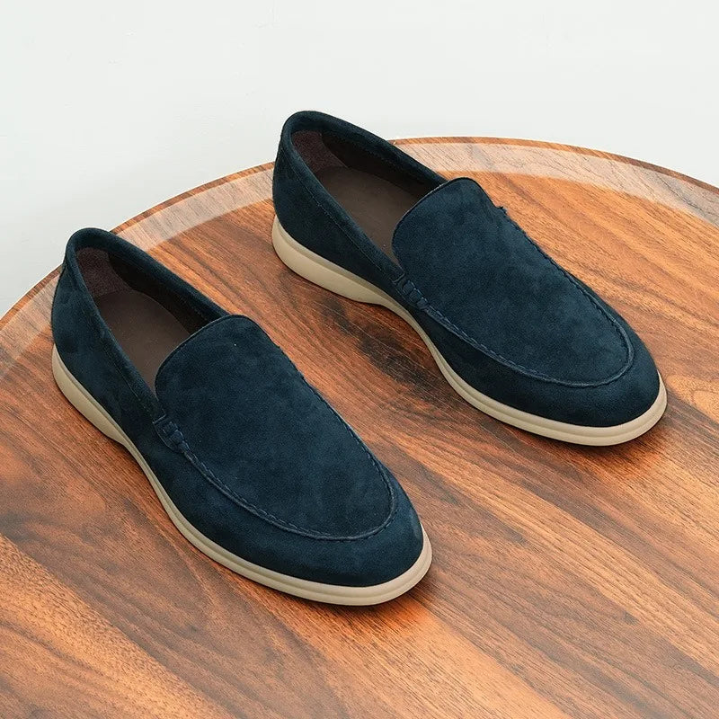 Men's British Style Leather Loafers - Business Casual Slip-On Boat Shoes