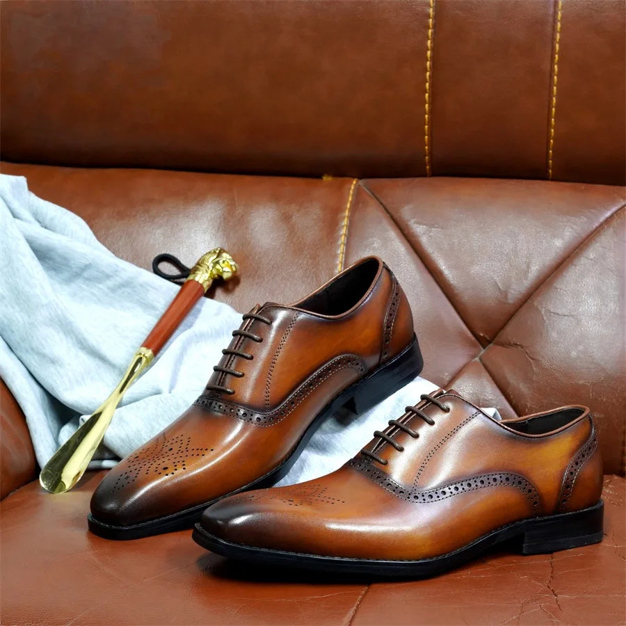 Men's Italian Designer Leather Dress Shoes - Luxury Wedding & Business Formal