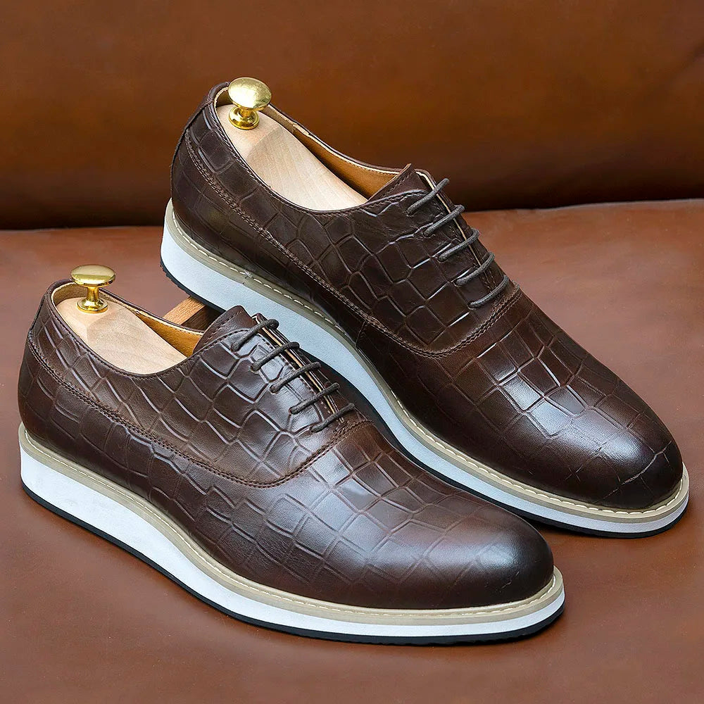 Men's Premium Snake Pattern Leather Shoes - Banquet & Special Occasions