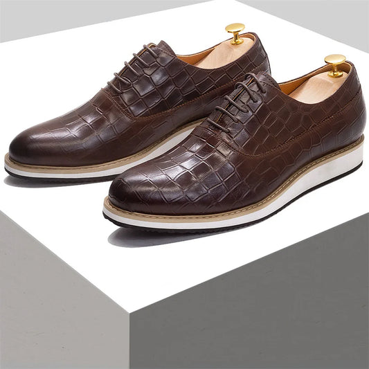 Men's Premium Snake Pattern Leather Shoes - Banquet & Special Occasions
