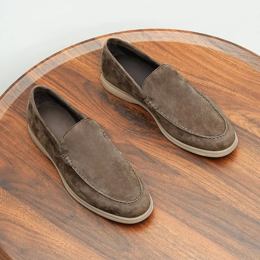 Men's British Style Leather Loafers - Business Casual Slip-On Boat Shoes
