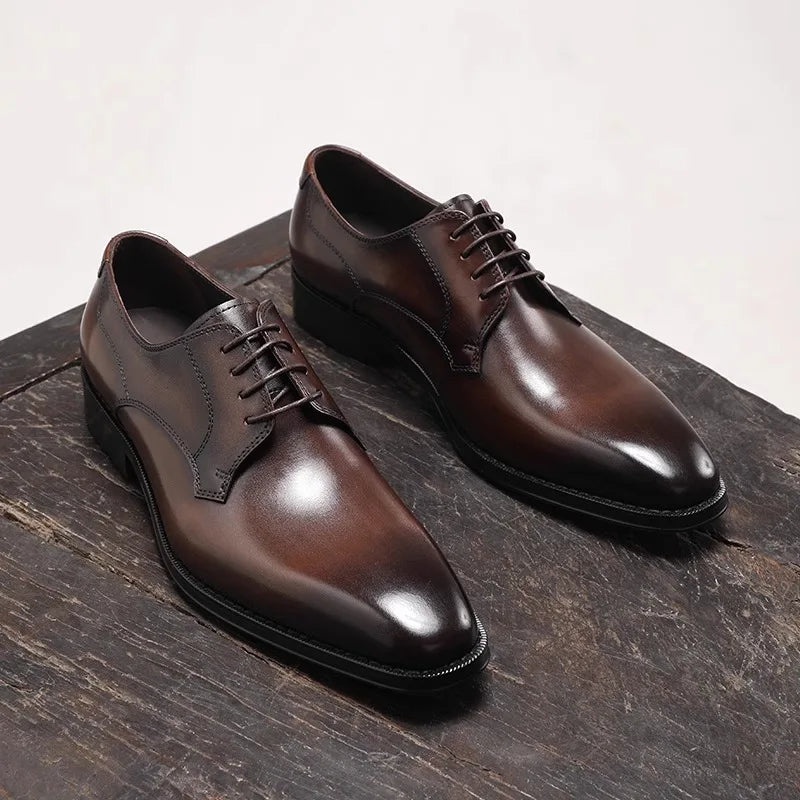 Men's Derby Oxford Formal Dress Shoes - Breathable Pointed Toe Wedding