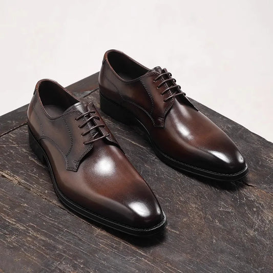 Men's Derby Oxford Formal Dress Shoes - Breathable Pointed Toe Wedding