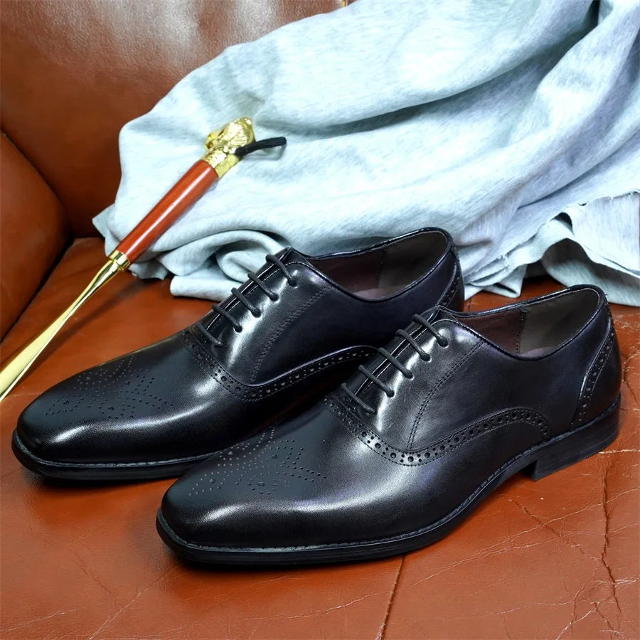 Men's Italian Designer Leather Dress Shoes - Luxury Wedding & Business Formal